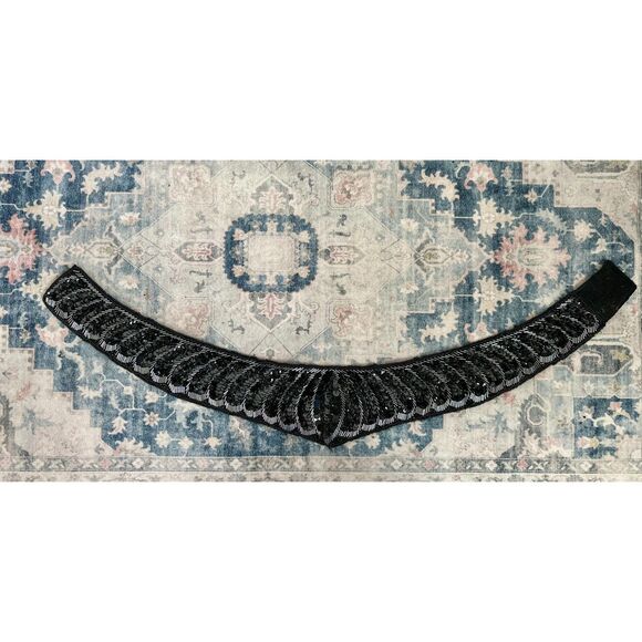 Vintage Speyer Milor Hand Made Women's Cut Black Chevron Beaded Waist Belt - Picture 2 of 4